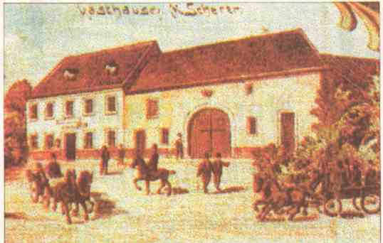 Alte Postkarte des Gasthauses Scherer - heute Haus am Mühlenpfad Alte Postkarte des Gasthauses Scherer - heute Haus am Mühlenpfad